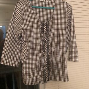 Denim&Co Black and White Checkered Button Down Shirt